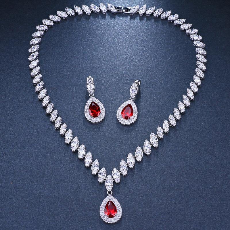 Gorgeous Bridal 2 Piece Bridal Wedding Jewelry Set Silver Color AAA+ Quality Zircon Diamonds and Crystals - BridalSparkles