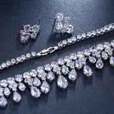 High Quality White Gold Color AAA+ Cubic Zirconia Diamonds Bridal Wedding Jewelry Set - BridalSparkles