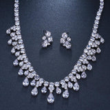 High Quality White Gold Color AAA+ Cubic Zirconia Diamonds Bridal Wedding Jewelry Set - BridalSparkles