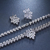 Beautiful White Gold Color Luxury Bridal AAA+ Quality CZ Crystal Necklace and Earring Wedding Jewelry Set - BridalSparkles