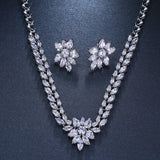 Beautiful White Gold Color Luxury Bridal AAA+ Quality CZ Crystal Necklace and Earring Wedding Jewelry Set - BridalSparkles