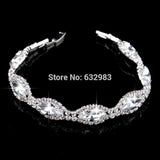 Sparkling Silver Color Rhinestone Crystal Leaves Choker Necklace Earrings Bracelet Bridal Jewelry Set - BridalSparkles