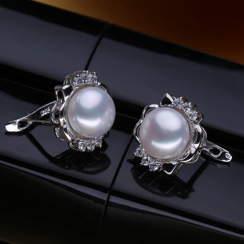 925 Sterling Silver earrings with stones,natural Pearl jewelry set - BridalSparkles