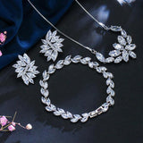 Super Sparkling Marquise AAA+ Quality Cubic Zirconia Necklace Earrings And Bracelet WEdding Bridal Jewelry Set