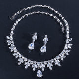 Best Bridal Wedding Jewelry Silver Color AAA+ Quality Cubic Zirconia Necklace Earrings