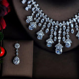 Enchanting Big Water Drop Designer AAAA+ Quality Zircon Diamonds Luxury 2 Piece Wedding Jewelry Set
