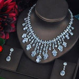 Enchanting Big Water Drop Designer AAAA+ Quality Zircon Diamonds Luxury 2 Piece Wedding Jewelry Set - BridalSparkles