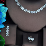Lovely Leaf Shape Design AAAA+ Quality Cubic Zirconia Diamonds 4 piece Bridal Wedding Jewelry Set - BridalSparkles