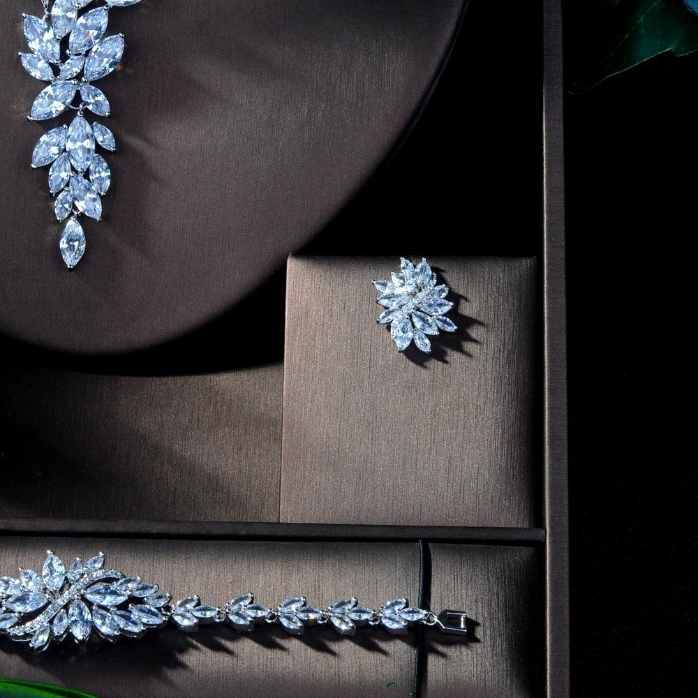 New Design - Italian AAA+ Cubic Zirconia Diamonds Bridal Jewelry Set - BridalSparkles