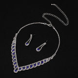 New Royal Blue Rhinestone Crystal Bridal Jewelry Sets  Choker Necklace Earrings - BridalSparkles