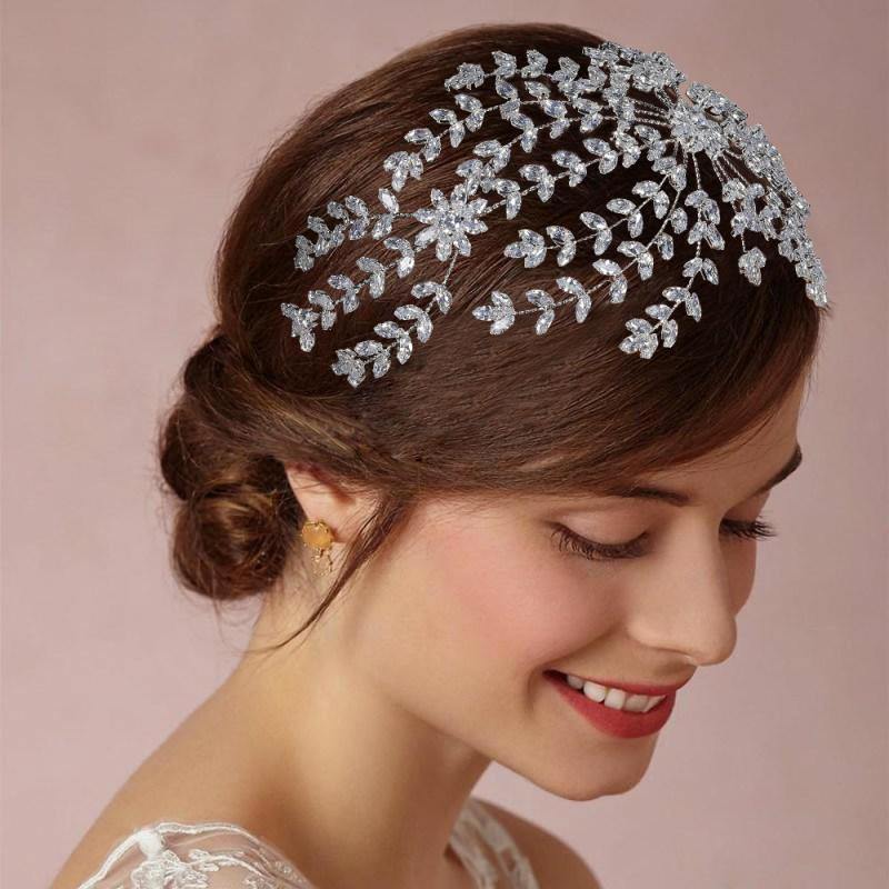 Handmade Luxury Classic Design AAAA+ Quality CZ Diamonds Wedding Headpiece - BridalSparkles